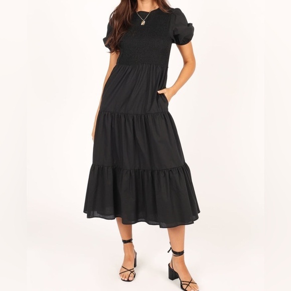 Petal + Pup Naurra Shirred Tiered Midi Dress - 10 - Picture 2 of 9